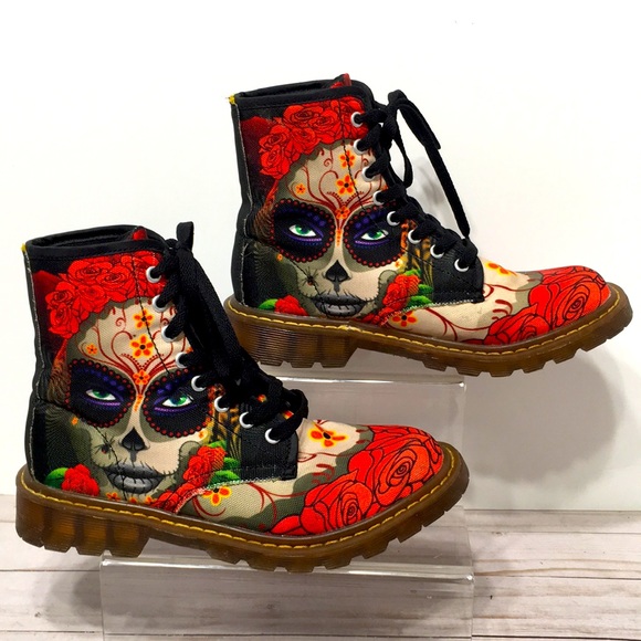 Moto boot Day of Dead graphic size 6.5 Woman - Picture 3 of 13